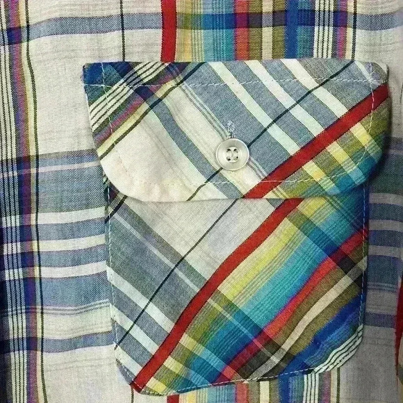 VTG 70’s USA Levi’s Panatela Sportswear Button Up Size Large Rainbow Plaid - Picture 5 of 10